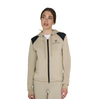 Felpa da donna Equestro crop top con cappuccio Tan Oxford Rosa