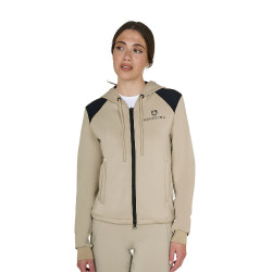 Felpa da donna Equestro crop top con cappuccio Tan Oxford Rosa