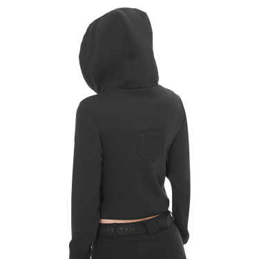 Felpa da donna Equestro crop top con cappuccio Nero