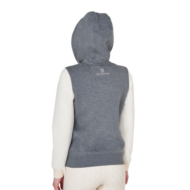 Felpa da donna Equestro EQ bicolore con zip frontale Grigio mélange / bianco antico