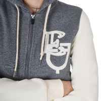 Felpa da donna Equestro EQ bicolore con zip frontale Grigio mélange / bianco antico
