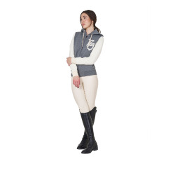 Felpa da donna Equestro EQ bicolore con zip frontale Grigio mélange / bianco antico