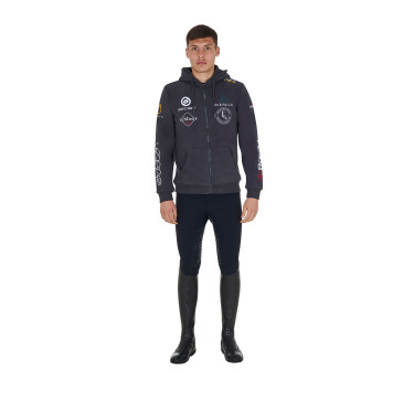 Felpa da uomo Equestro con cappuccio multi-logo Asfalto Grigio