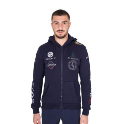 Felpa da uomo Equestro con cappuccio multi-logo Blazer marine Blu marino