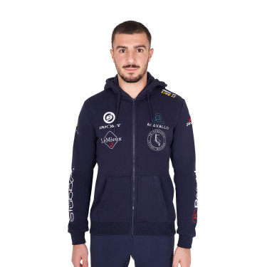Felpa da uomo Equestro con cappuccio multi-logo Blazer marine Blu marino