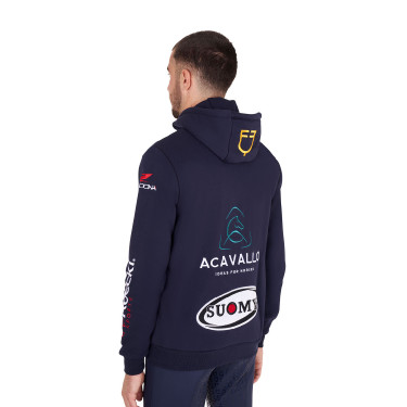 Felpa da uomo Equestro con cappuccio multi-logo Blazer marine Blu marino