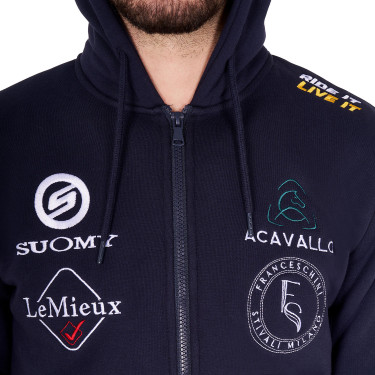 Felpa da uomo Equestro con cappuccio multi-logo Blazer marine Blu marino