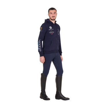 Felpa da uomo Equestro con cappuccio multi-logo Blazer marine Blu marino