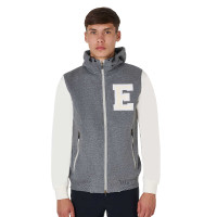 Felpa da uomo Equestro Institutional bicolore con zip frontale Grigio mélange / bianco antico