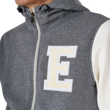 Felpa da uomo Equestro Institutional bicolore con zip frontale Grigio mélange / bianco antico
