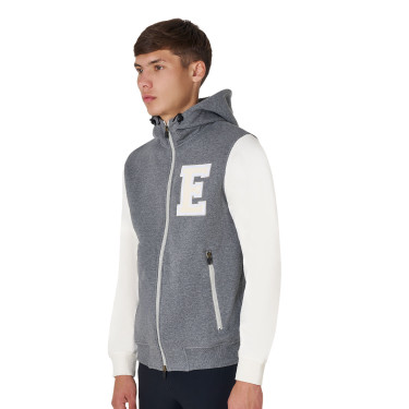 Felpa da uomo Equestro Institutional bicolore con zip frontale Grigio mélange / bianco antico