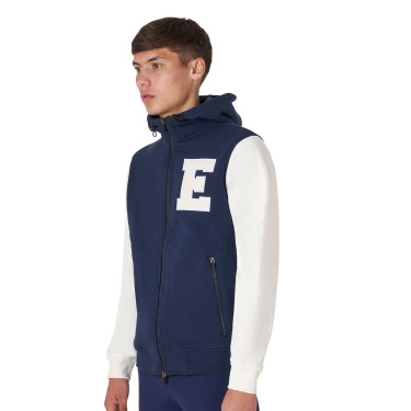 Felpa da uomo Equestro Institutional bicolore con zip frontale Blazer marin / bianco antico Blu marino