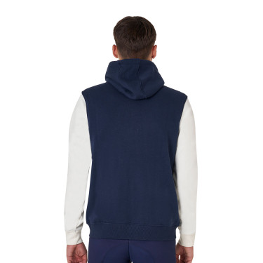 Felpa da uomo Equestro Institutional bicolore con zip frontale Blazer marin / bianco antico Blu marino