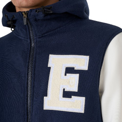Felpa da uomo Equestro Institutional bicolore con zip frontale Blazer marin / bianco antico Blu marino