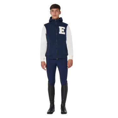 Felpa da uomo Equestro Institutional bicolore con zip frontale Blazer marin / bianco antico Blu marino