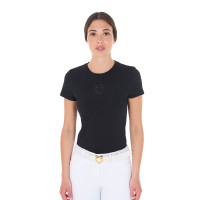 T-shirt donna Equestro basic con logo tono su tono a maniche corte Nero