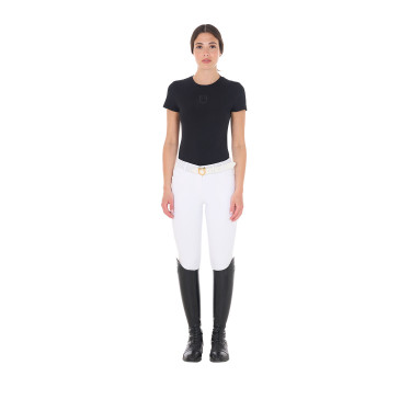 T-shirt donna Equestro basic con logo tono su tono a maniche corte Nero