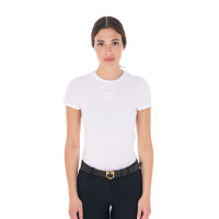 T-shirt donna Equestro basic con logo tono su tono a maniche corte Bianco T-shirt donna Equestro basic con logo tono su tono a maniche corte Bianco