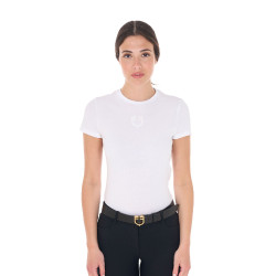 T-shirt donna Equestro basic con logo tono su tono a maniche corte Bianco