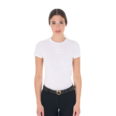 T-shirt donna Equestro basic con logo tono su tono a maniche corte Bianco