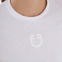 T-shirt donna Equestro basic con logo tono su tono a maniche corte Bianco T-shirt donna Equestro basic con logo tono su tono a maniche corte Bianco