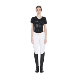 T-shirt donna Equestro slim fit Horse Life con strass maniche corte Nero T-shirt donna Equestro slim fit Horse Life con strass maniche corte Nero