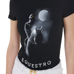 T-shirt donna Equestro taglio slim stampato Moonlight maniche corte Nero T-shirt donna Equestro taglio slim stampato Moonlight maniche corte Nero