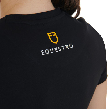 T-shirt donna Equestro taglio slim stampato Moonlight maniche corte Nero T-shirt donna Equestro taglio slim stampato Moonlight maniche corte Nero