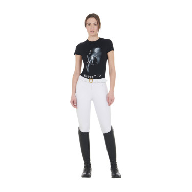 T-shirt donna Equestro taglio slim stampato Moonlight maniche corte Nero T-shirt donna Equestro taglio slim stampato Moonlight maniche corte Nero