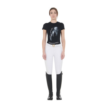 T-shirt donna Equestro taglio slim stampato Moonlight maniche corte Nero T-shirt donna Equestro taglio slim stampato Moonlight maniche corte Nero