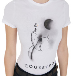 T-shirt donna Equestro taglio slim stampato Moonlight maniche corte Bianco