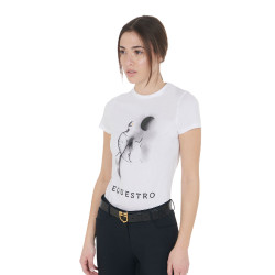 T-shirt donna Equestro taglio slim stampato Moonlight maniche corte Bianco