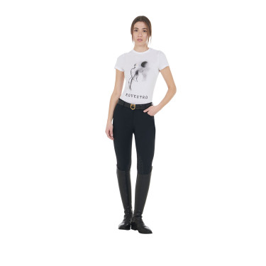 T-shirt donna Equestro taglio slim stampato Moonlight maniche corte Bianco