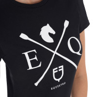 T-shirt donna Equestro EQ in cotone a maniche corte Nero