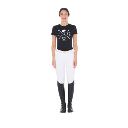T-shirt donna Equestro EQ in cotone a maniche corte Nero