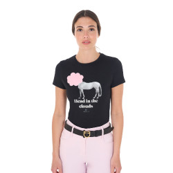 T-shirt da donna Equestro Head In The Clouds in cotone a maniche corte Nero T-shirt da donna Equestro Head In The Clouds in cotone a maniche corte Nero