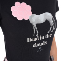 T-shirt da donna Equestro Head In The Clouds in cotone a maniche corte Nero