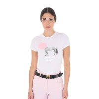 T-shirt da donna Equestro Head In The Clouds in cotone a maniche corte Bianco