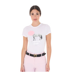T-shirt da donna Equestro Head In The Clouds in cotone a maniche corte Bianco