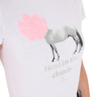 T-shirt da donna Equestro Head In The Clouds in cotone a maniche corte Bianco