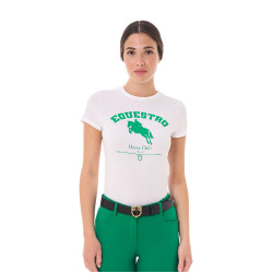 T-shirt donna Equestro Jumping Horse Club in cotone a maniche corte Bianco