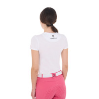 T-shirt da donna Equestro So Lovely in cotone a maniche corte Bianco