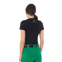 T-shirt donna Equestro Stripe Horse Club in cotone a maniche corte Nero