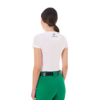 T-shirt donna Equestro Stripe Horse Club in cotone a maniche corte Bianco