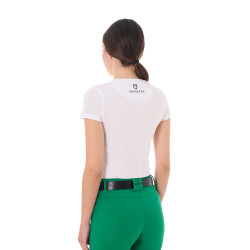T-shirt donna Equestro Stripe Horse Club in cotone a maniche corte Bianco