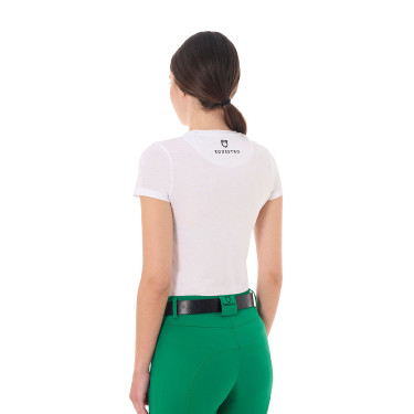 T-shirt donna Equestro Stripe Horse Club in cotone a maniche corte Bianco