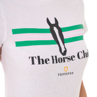 T-shirt donna Equestro Stripe Horse Club in cotone a maniche corte Bianco