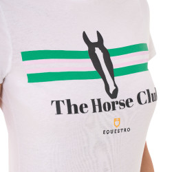 T-shirt donna Equestro Stripe Horse Club in cotone a maniche corte Bianco