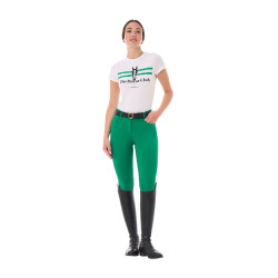 T-shirt donna Equestro Stripe Horse Club in cotone a maniche corte Bianco