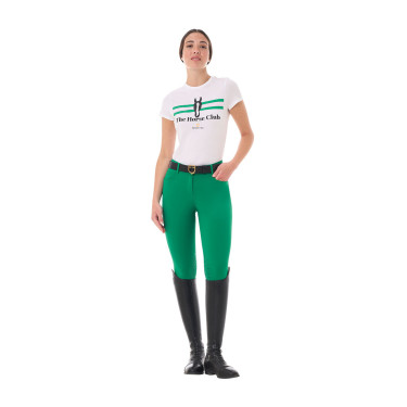 T-shirt donna Equestro Stripe Horse Club in cotone a maniche corte Bianco